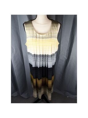 Women's Perceptions New York XL Yellow Black White Dress